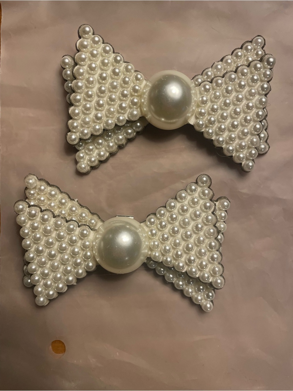 Pearl Bow Shoe Clips - White Faux Pearl Accent (Set of 2)